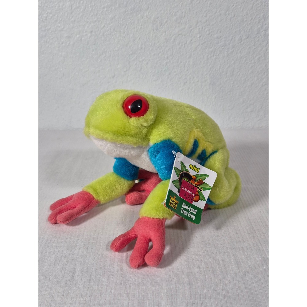Wild Republic Cuddlekins Mini Red-Eyed Tree Frog Plush Stuffed Animal Green 8"